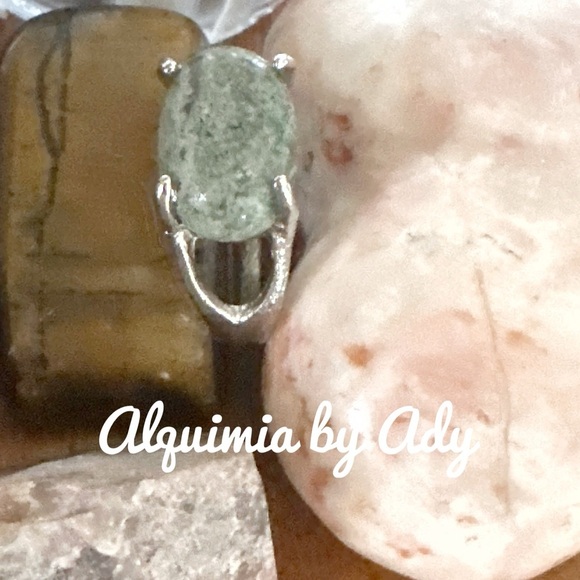 COPY - GREEN MOSS AGATE SILVER RING - Picture 1 of 6